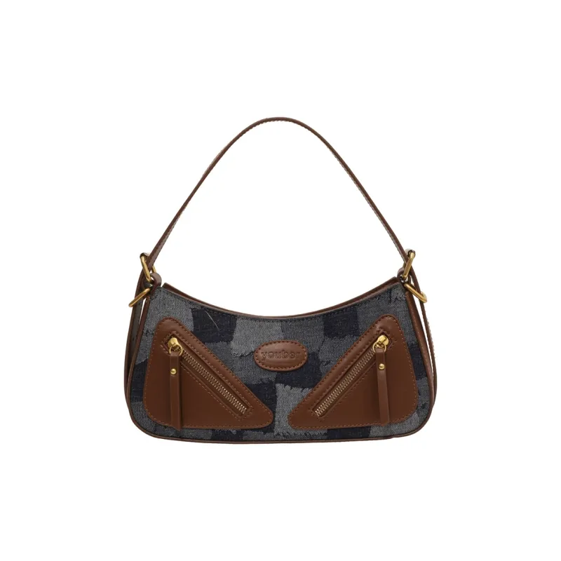 Yalu PU Shoulder Bag Regular Women's Black/Light Blue/Dark Blue-5