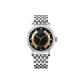 Silver Case Black Dial Silver Needle Silver Steel Band