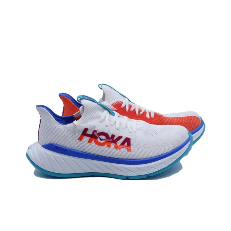 HOKA ONE ONE Carbon X3 Anti Slip Wear Resistant Low Top Running Shoes Women's White Orange-2