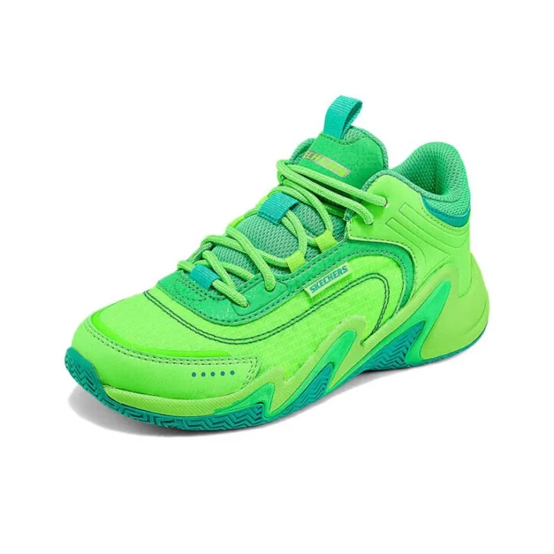 Skechers Kids BOYS Anti Slip Wear Resistant Low Top Children's Basketball Shoes Green Teenagers-1