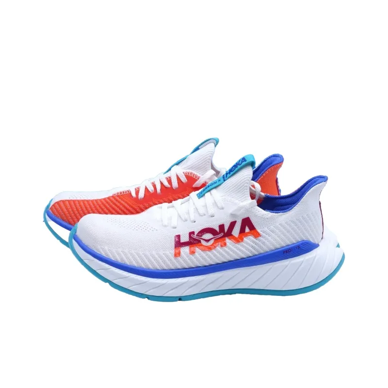 HOKA ONE ONE Carbon X3 Anti Slip Wear Resistant Low Top Running Shoes Women's White Orange-1