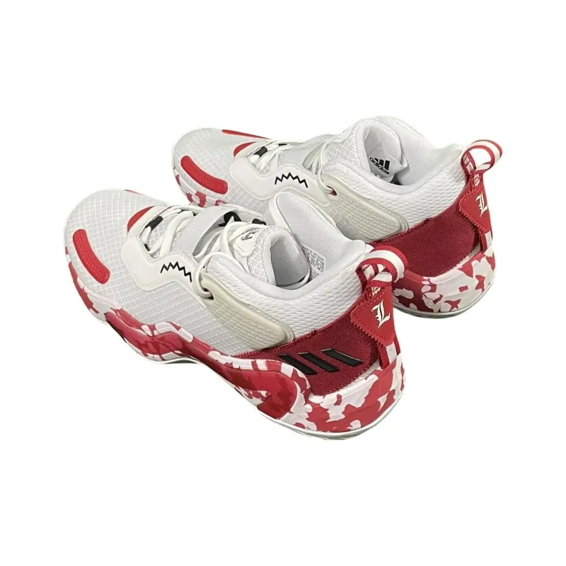 Adidas Donovan Mitchell Anti-Slip Wear-Resistant Low-Top Basketball Shoes Men White Red-2