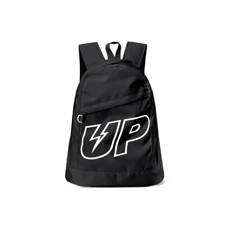 TURN UP Nylon Students Backpack Laptop Backpack Unisex Black-0