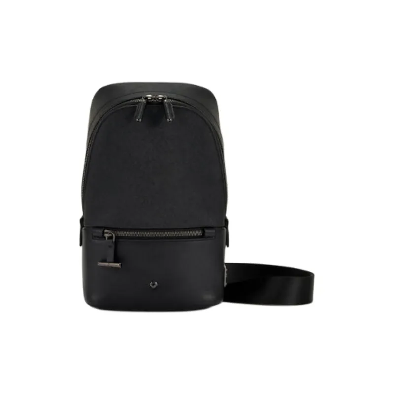 SAMSONITE Leather Crossbody Bag Shoulder Bag Unisex Black-0