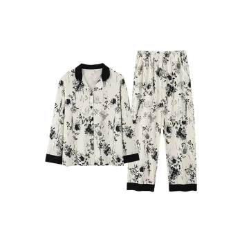 Qin Jing Pajama Set Women's Ink Wash Painting White