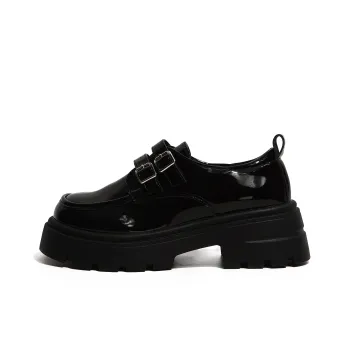 SHUXI Loafers Women's Glossy Finish Black/Matte Black