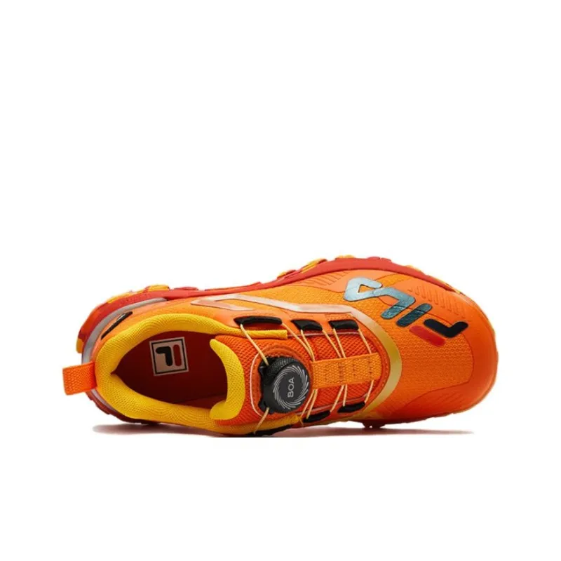 FILA KIDS Slip Resistant Anti Kick Low Top Kids' Outdoor Shoes Orange Tiger Orange/Black Unisex-4
