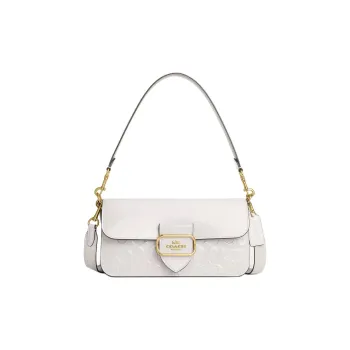 COACH Morgan Patent Leather Portable Crossbody Bag Shoulder Bag Large Size Women's Chalk White & Gold