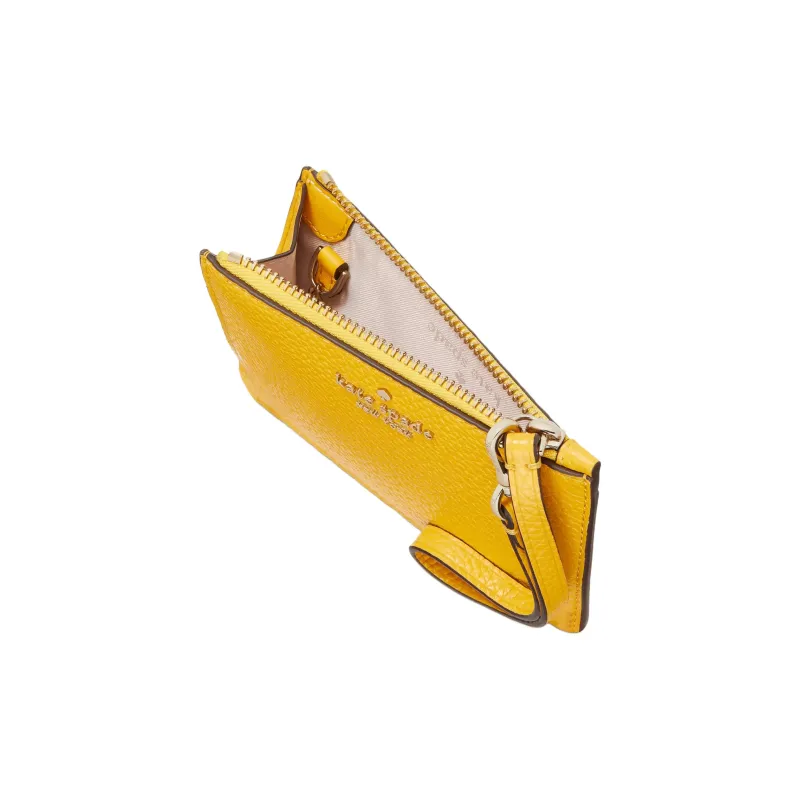 Kate Spade Litchi Grain Leather Card Holder Small Size Women's Narcissus Yellow-2