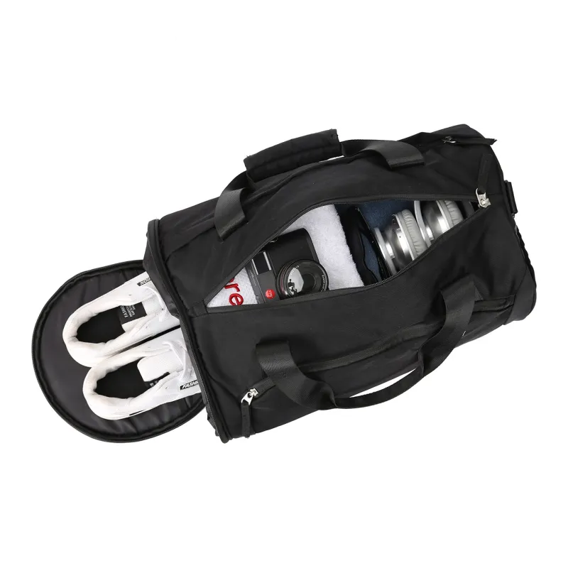 FINDINGS Fabric Gym Bag Large Size Unisex Black/Dark Brown/Pink Purple/Ecru-3