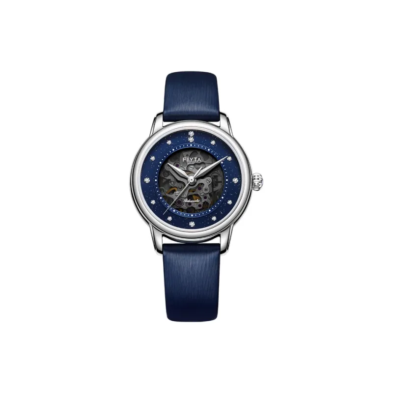 Fiyta DLA802087.WLL Automatic Mechanical Movement Leather Strap Watch Women's Watch Blue Dial-0