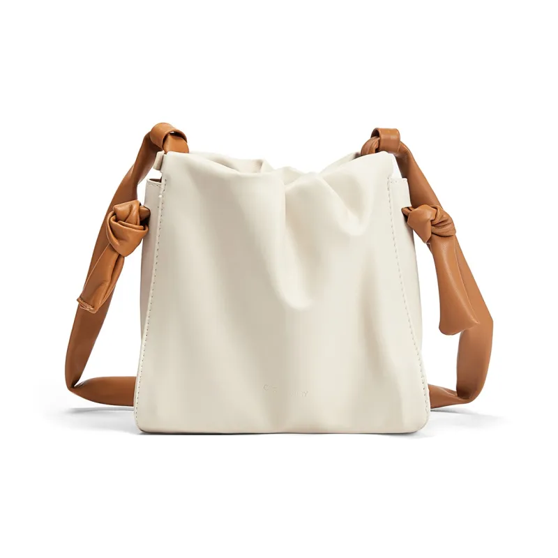 CORALDAISY Synthetic Leather Crossbody Cloud Bag Bucket Bag Shoulder Bag Women's Crescent White-6