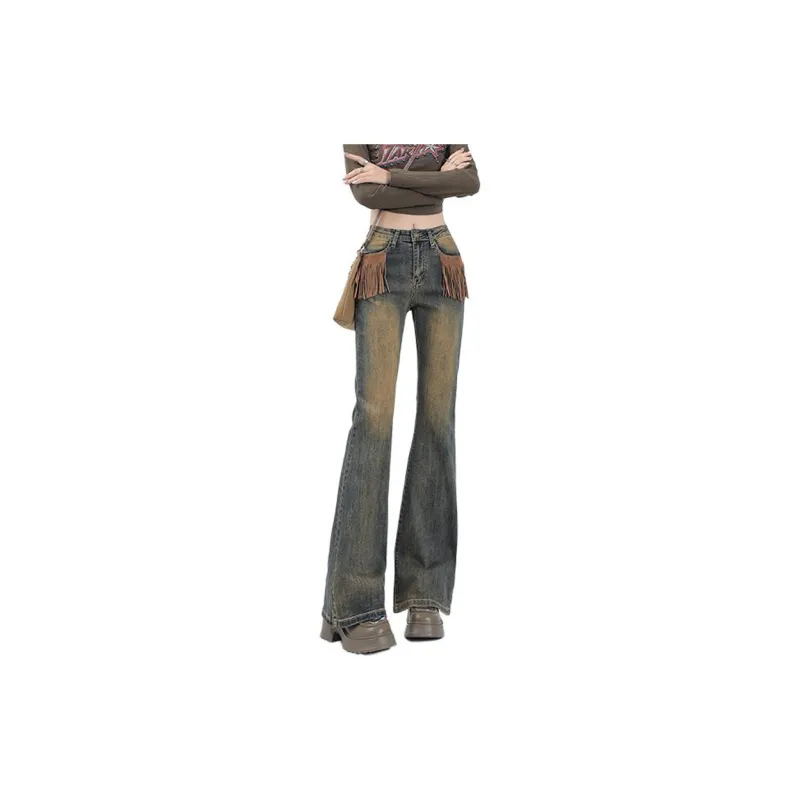 Concubine Zhu Jeans Women's Washed Yellow Mud-2