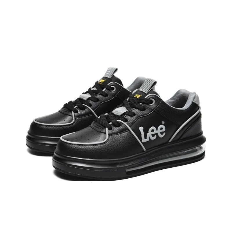 Lee Classic Air Cushion, White Sneakers Lightweight And Breathable Low Top Height Increasing Skateboard Shoes Men's-8