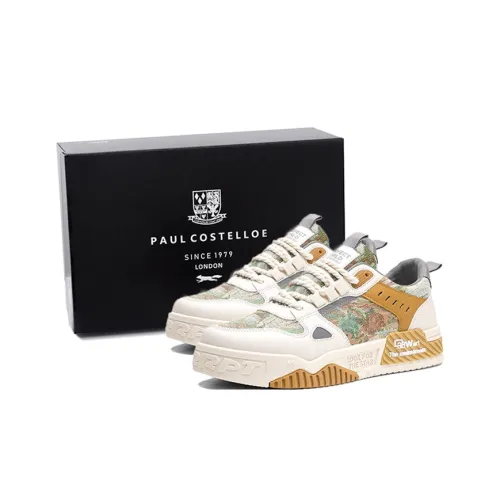 PAUL COSTELLOE Skateboard Shoes Men Low-Top Beige/Green