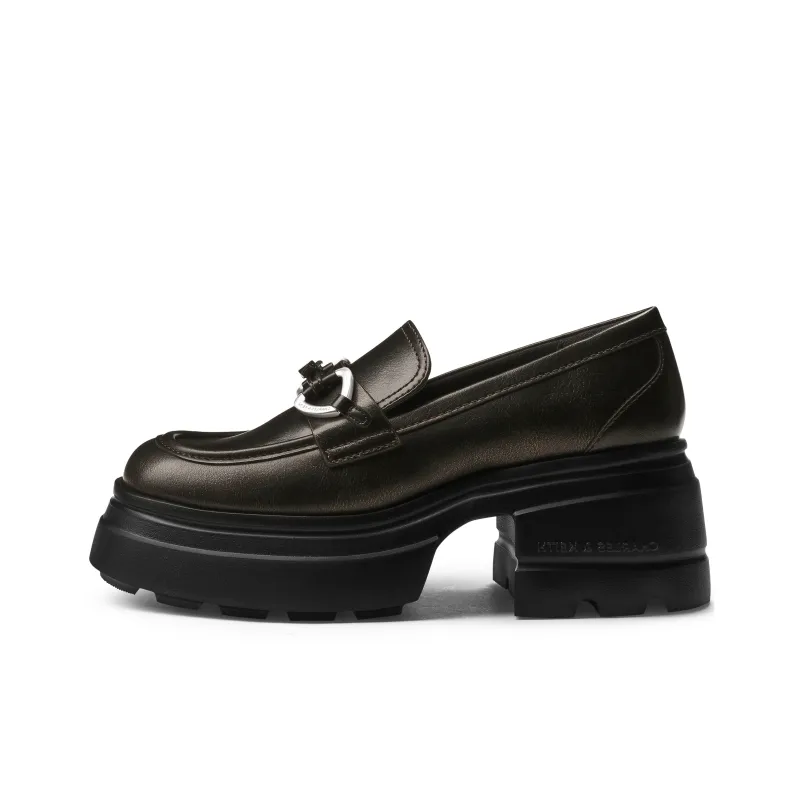 CHARLES&KEITH Small CK Gothic Lolita Style Loafers 7cm Women's Black Box Black/Bronze-5