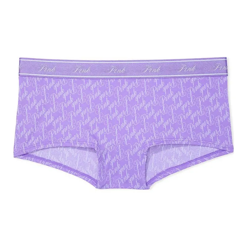 Victoria's Secret PINK Logo Cotton Boyshort Panty / WPLSP Underpants Women's 1 Pack Purple-0