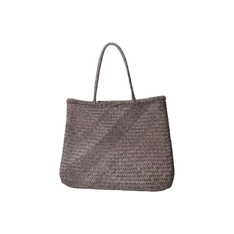 Dragon Diffusion Buffalo Leather Tote Bag Shopping Bag Handbag Shoulder Bag Medium Size Women's Gray-0