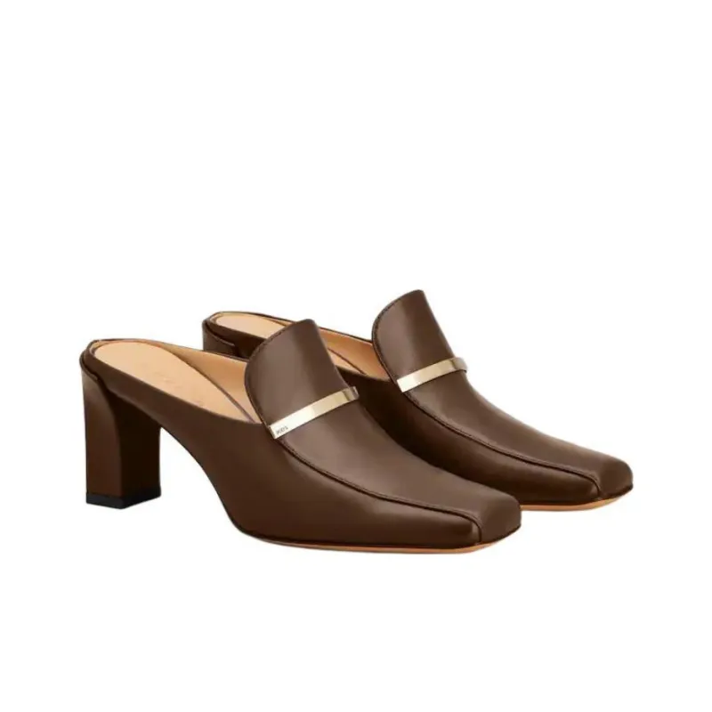 TOD'S Closed Toe Slippers 7cm Women's Brown-2