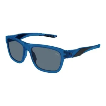 PUMA Plastic Rectangular Sunglasses Unisex Blue
