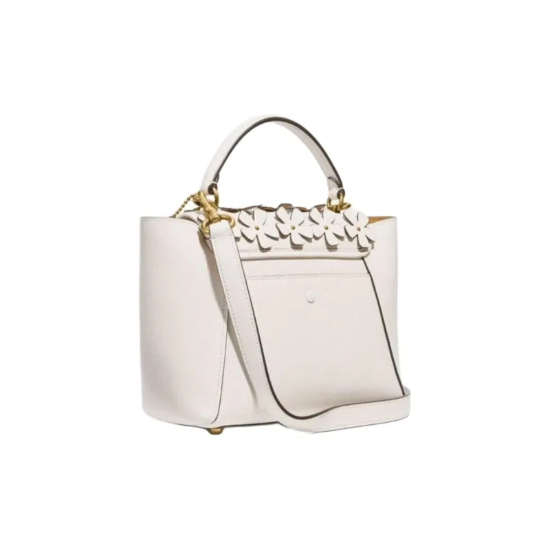 COACH Courier Leather Messenger Bag, Crossbody Handbag Medium Size Women's White-1
