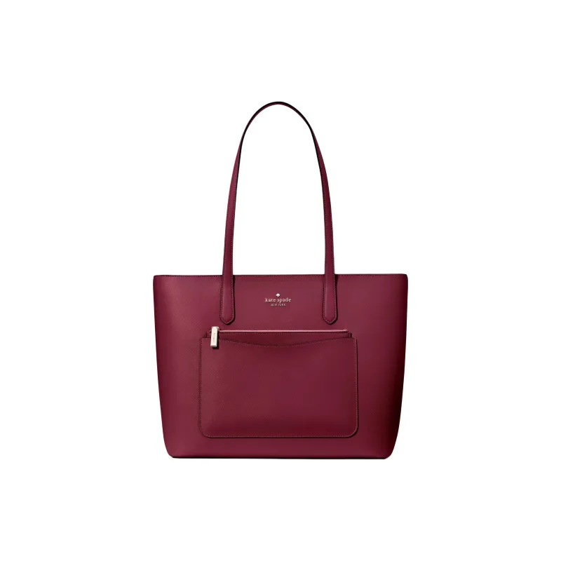 Kate Spade Staci Cross-Patterned PVC Tote Bag Shopping Bag Shoulder Bag Handbag Women's Blackberry Jam-0