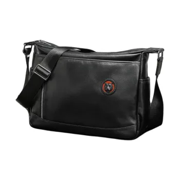 VIHUS Top Grain Cow Leather Shoulder Bag Regular Men's Black