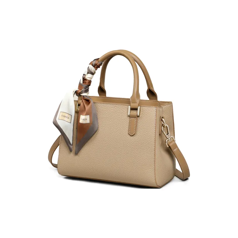 PT'SON Cow Leather Crossbody Handbag Regular Women's Khaki/Black-2