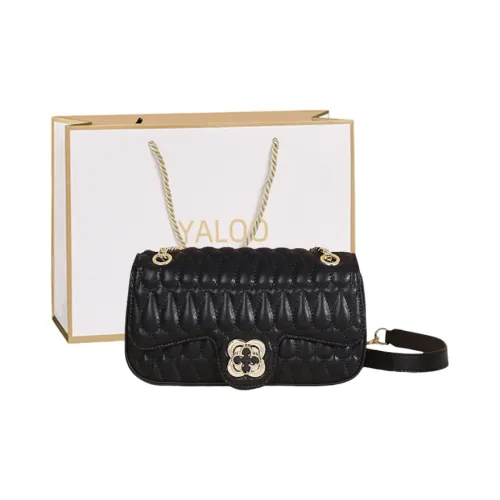 Yalu Cow Split Leather Shoulder Bag Women's Black