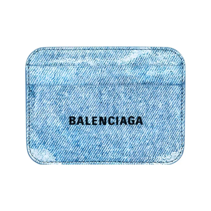 Balenciaga Cash Soft And Smooth Sheepskin Card Holder Card Holder Women's Blue-0
