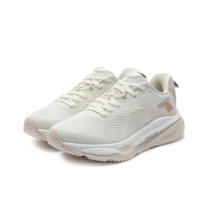 361° Red Flame 4 Anti Slip Wear Resistant Low Top Casual Running Shoes Women's White Beige-2