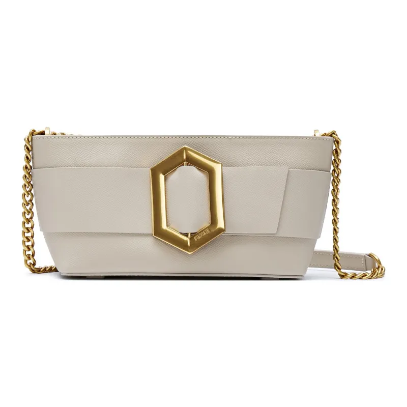 Staccato Cow Leather Shoulder Bag Medium Size Women's Vintage Coffee/Cream Beige-5