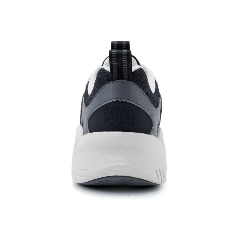 QIAODAN Cushioned Slip Resistant Abrasion Resistant Breathable Low Top Running Shoes Men's Gray-3