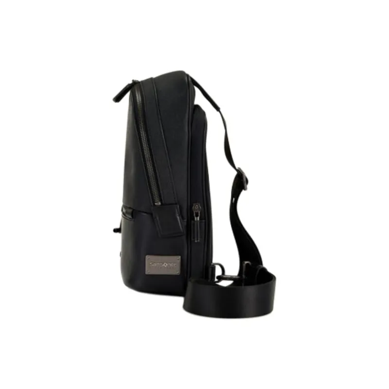 SAMSONITE Leather Crossbody Bag Shoulder Bag Unisex Black-2