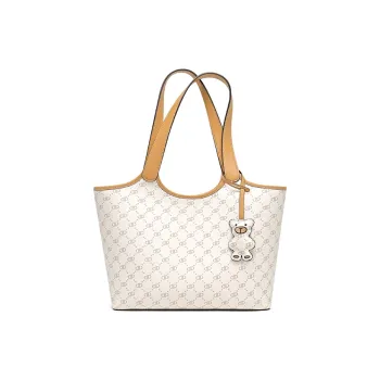 PIERPOLO PVC Tote Bag Shopping Bag Shoulder Bag Large Size Women's Ecru/Gray Coffee