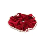 Red Pearl Velour Hair Tie