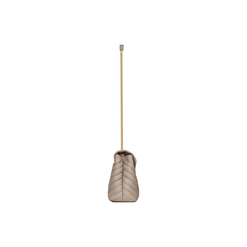 SAINT LAURENT LOULOU Calfskin Portable Crossbody Bag Shoulder Bag Medium Size Women's Taupe-3