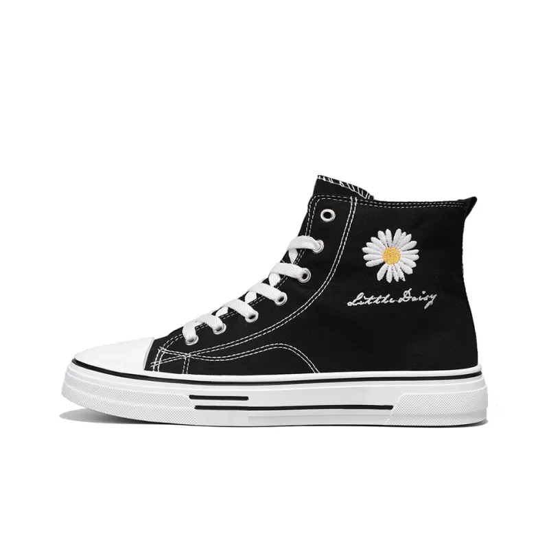 Little Daisy Small Daisy Height Increasing Wear-Resistant Breathable Slip-Resistant High-Top Canvas Shoes Men's-0