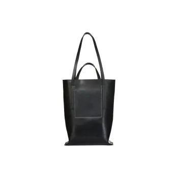 RICK OWENS/RO Cow Leather Tote Bag, Shopping Bag, Shoulder Bag, Handbag Medium Size Women's Black