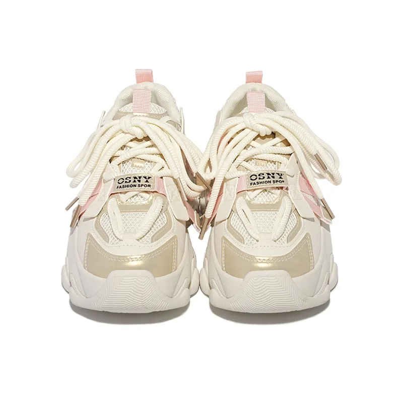 SNXR Anti-Slip Wear-Resistant Waterproof And Breathable Low-Top Chunky Sneakers Women's Beige-74