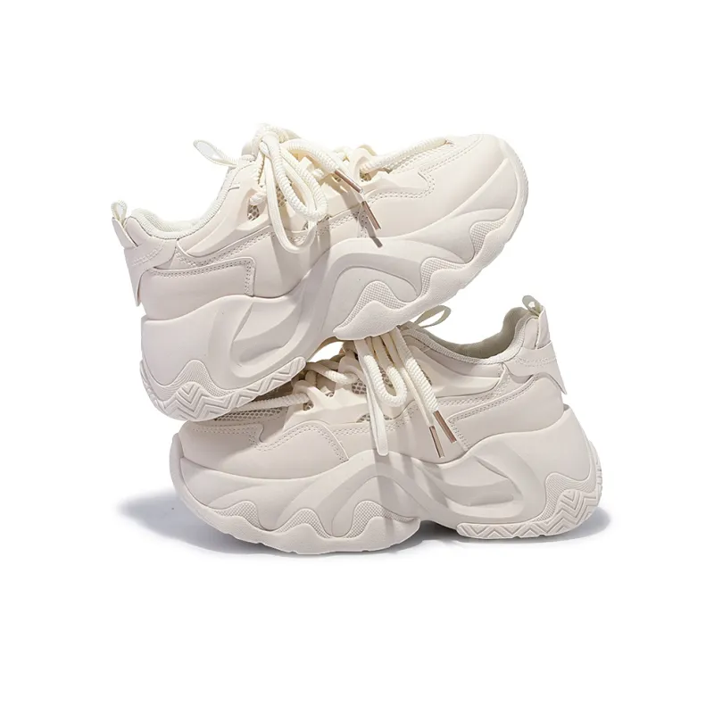 SNXR Anti-Slip Wear-Resistant Waterproof And Breathable Low-Top Chunky Sneakers Women's Beige-68