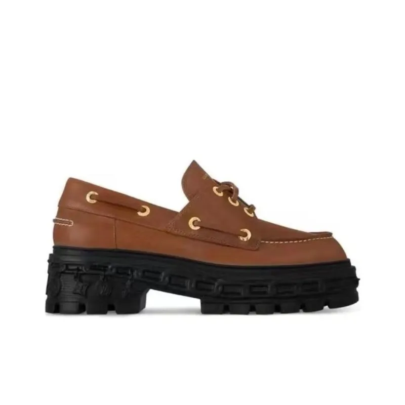 LOUIS VUITTON Record Loafers Women's Brown-1