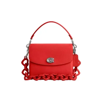COACH Cassie Polished Pebbled Leather Small Square Bag Handbags Shoulder Bag Crossbody Bag Small Size Women's Red