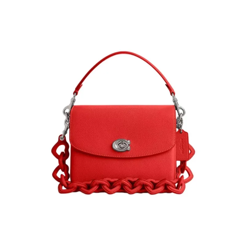 COACH Cassie Polished Pebbled Leather Small Square Bag Handbags Shoulder Bag Crossbody Bag Small Size Women's Red-0