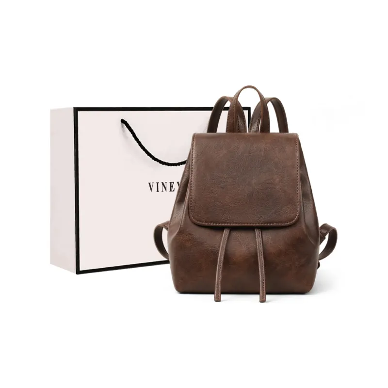 VINEY Cow Leather Travel Bags, Backpacks, Backpacks Tubas Women's Vintage Brown-0