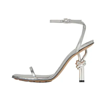 Bottega Veneta KNOT One Strap Sandals 9cm Women's Silver