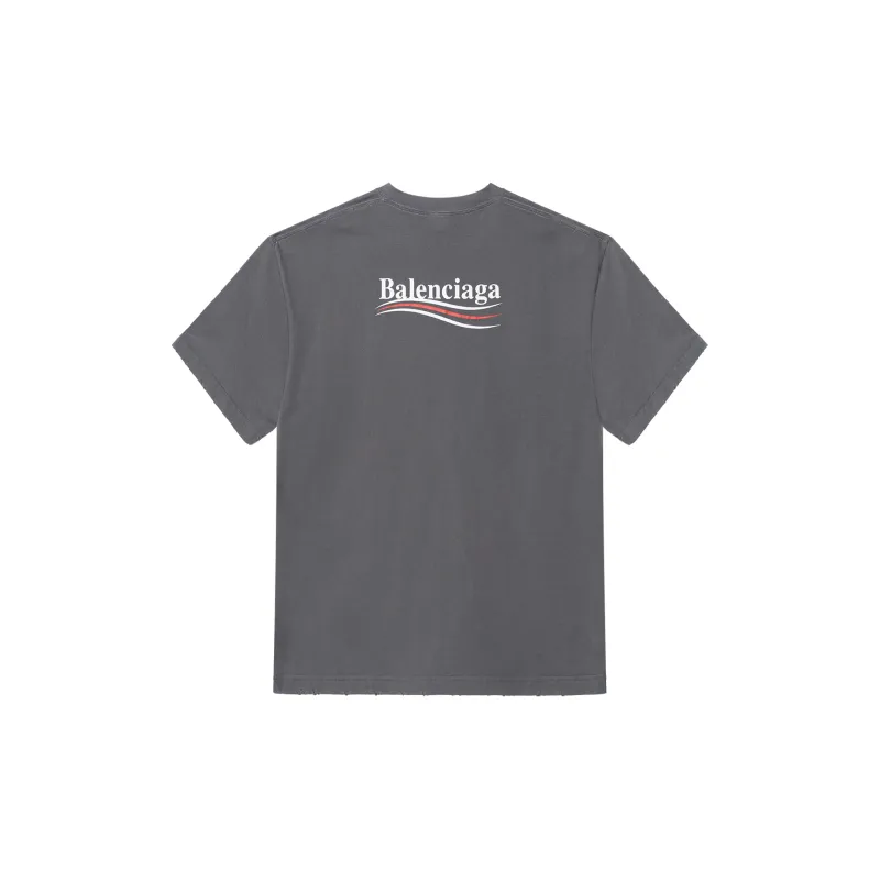 Balenciaga Political Campaign T Shirt Loose Fit Style Men's Gray-1