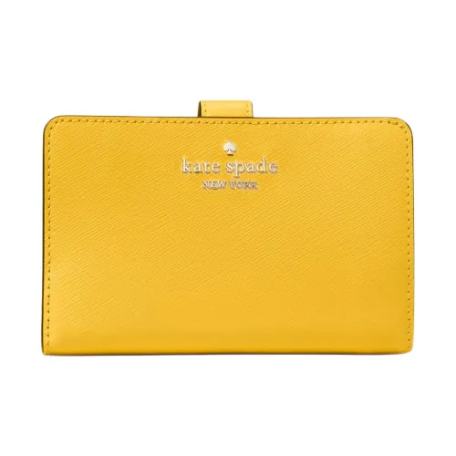 Kate Spade Cross-Stitch Leather Wallet Medium Size Women's Daffodil Yellow