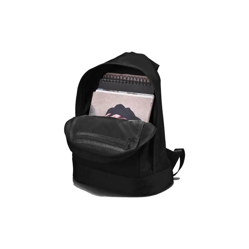 TURN UP Nylon Students Backpack Laptop Backpack Unisex Black-3