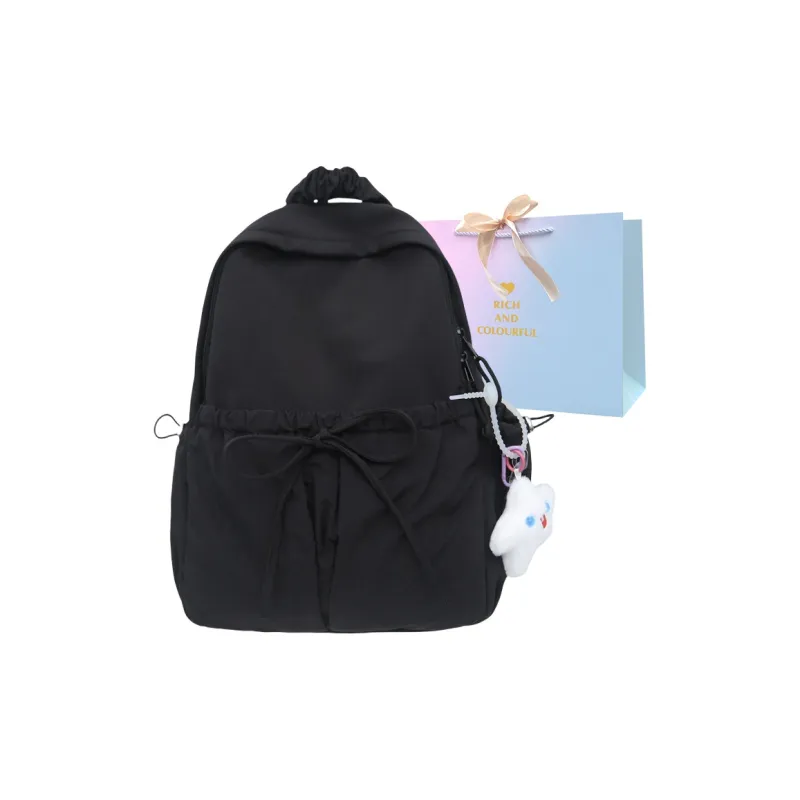 SUPERCUTE Nylon Backpack Regular Women's Blue/Beige/Pink/Black-12